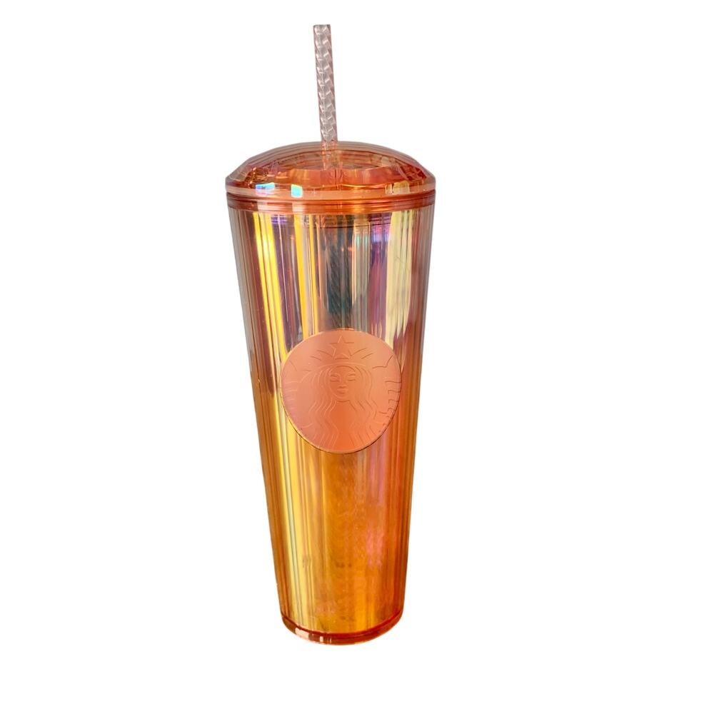 Starbucks 24oz Venti Tumbler Iridescent Orange Kaleidoscope Unicorn Cup